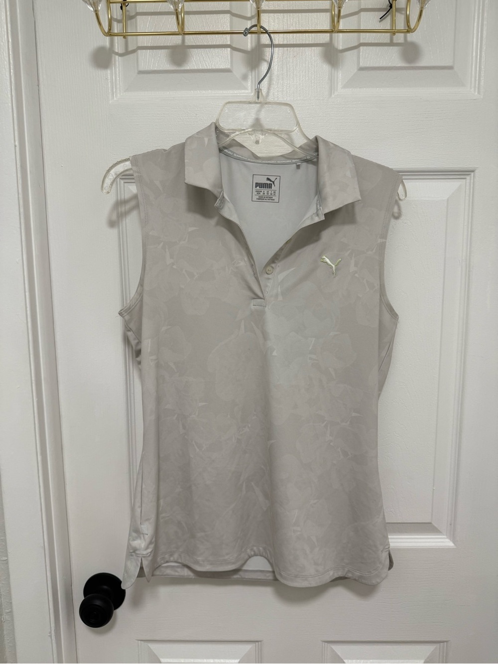 Puma Women's Sleeveless Polo Tank Top - Light Beige